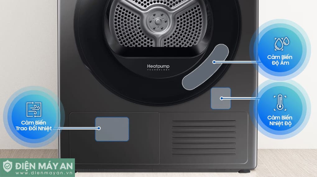 Máy sấy bơm nhiệt Samsung 9 kg DV90T6240LB/SV